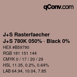 Code couleur: J+S Rasterfaecher - J+S 780K 050% · Black 0% | qconv.com