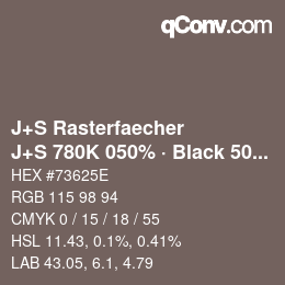 Farbcode: J+S Rasterfaecher - J+S 780K 050% · Black 50% | qconv.com