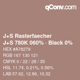 Farbcode: J+S Rasterfaecher - J+S 780K 060% · Black 0% | qconv.com