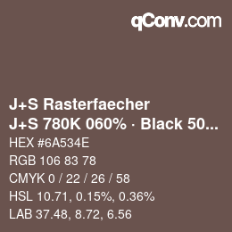 Code couleur: J+S Rasterfaecher - J+S 780K 060% · Black 50% | qconv.com