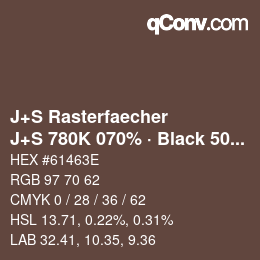 Farbcode: J+S Rasterfaecher - J+S 780K 070% · Black 50% | qconv.com