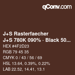 Farbcode: J+S Rasterfaecher - J+S 780K 090% · Black 50% | qconv.com