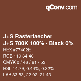 Farbcode: J+S Rasterfaecher - J+S 780K 100% · Black 0% | qconv.com
