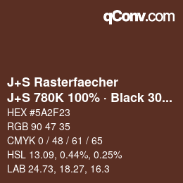 Farbcode: J+S Rasterfaecher - J+S 780K 100% · Black 30% | qconv.com