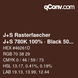カラーコード: J+S Rasterfaecher - J+S 780K 100% · Black 50% | qconv.com