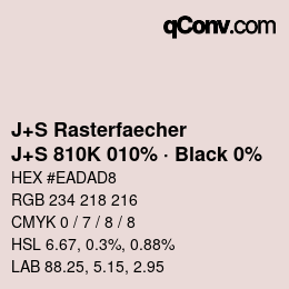 Farbcode: J+S Rasterfaecher - J+S 810K 010% · Black 0% | qconv.com