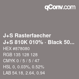 Farbcode: J+S Rasterfaecher - J+S 810K 010% · Black 50% | qconv.com