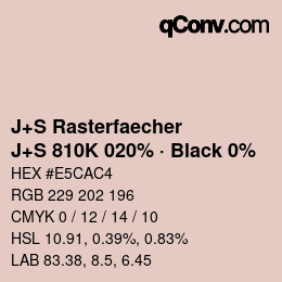 Farbcode: J+S Rasterfaecher - J+S 810K 020% · Black 0% | qconv.com
