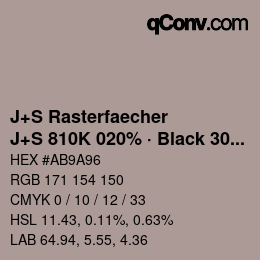 カラーコード: J+S Rasterfaecher - J+S 810K 020% · Black 30% | qconv.com
