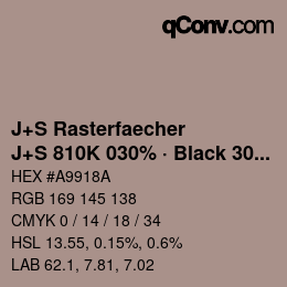カラーコード: J+S Rasterfaecher - J+S 810K 030% · Black 30% | qconv.com