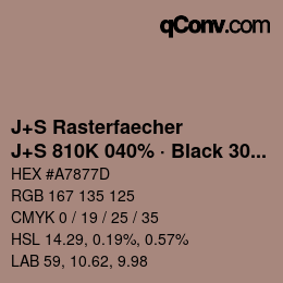 カラーコード: J+S Rasterfaecher - J+S 810K 040% · Black 30% | qconv.com