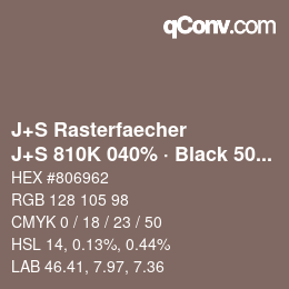 Code couleur: J+S Rasterfaecher - J+S 810K 040% · Black 50% | qconv.com