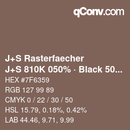 Farbcode: J+S Rasterfaecher - J+S 810K 050% · Black 50% | qconv.com