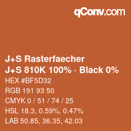 Farbcode: J+S Rasterfaecher - J+S 810K 100% · Black 0% | qconv.com
