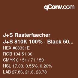 カラーコード: J+S Rasterfaecher - J+S 810K 100% · Black 50% | qconv.com