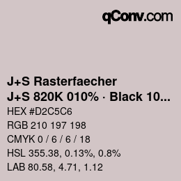 Farbcode: J+S Rasterfaecher - J+S 820K 010% · Black 10% | qconv.com
