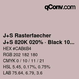Farbcode: J+S Rasterfaecher - J+S 820K 020% · Black 10% | qconv.com