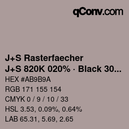 Farbcode: J+S Rasterfaecher - J+S 820K 020% · Black 30% | qconv.com