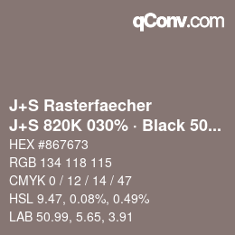 Code couleur: J+S Rasterfaecher - J+S 820K 030% · Black 50% | qconv.com