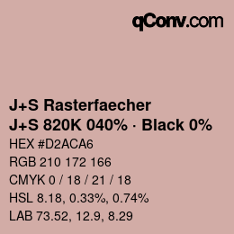Farbcode: J+S Rasterfaecher - J+S 820K 040% · Black 0% | qconv.com