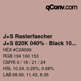 カラーコード: J+S Rasterfaecher - J+S 820K 040% · Black 10% | qconv.com