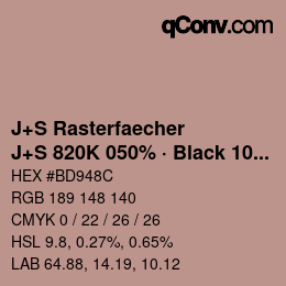 Farbcode: J+S Rasterfaecher - J+S 820K 050% · Black 10% | qconv.com