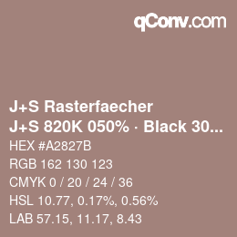 Farbcode: J+S Rasterfaecher - J+S 820K 050% · Black 30% | qconv.com