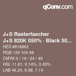 Farbcode: J+S Rasterfaecher - J+S 820K 050% · Black 50% | qconv.com