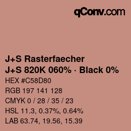 Farbcode: J+S Rasterfaecher - J+S 820K 060% · Black 0% | qconv.com