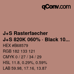 カラーコード: J+S Rasterfaecher - J+S 820K 060% · Black 10% | qconv.com