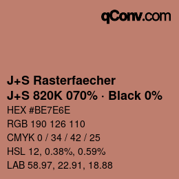 カラーコード: J+S Rasterfaecher - J+S 820K 070% · Black 0% | qconv.com