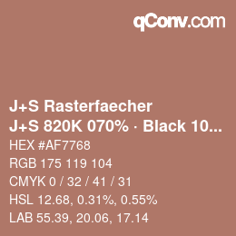 Farbcode: J+S Rasterfaecher - J+S 820K 070% · Black 10% | qconv.com