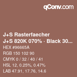 Farbcode: J+S Rasterfaecher - J+S 820K 070% · Black 30% | qconv.com