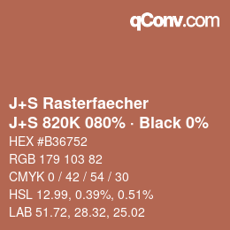 Farbcode: J+S Rasterfaecher - J+S 820K 080% · Black 0% | qconv.com