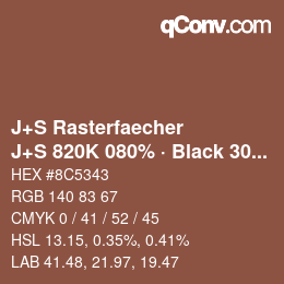 カラーコード: J+S Rasterfaecher - J+S 820K 080% · Black 30% | qconv.com