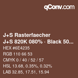 Farbcode: J+S Rasterfaecher - J+S 820K 080% · Black 50% | qconv.com