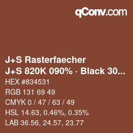 カラーコード: J+S Rasterfaecher - J+S 820K 090% · Black 30% | qconv.com