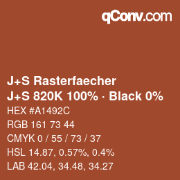 Farbcode: J+S Rasterfaecher - J+S 820K 100% · Black 0% | qconv.com