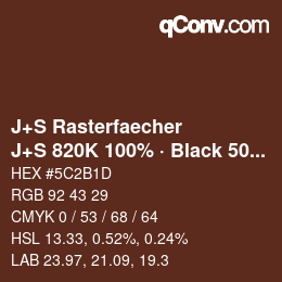 Farbcode: J+S Rasterfaecher - J+S 820K 100% · Black 50% | qconv.com