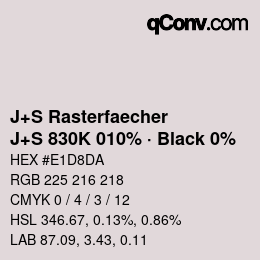 Farbcode: J+S Rasterfaecher - J+S 830K 010% · Black 0% | qconv.com