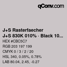 Farbcode: J+S Rasterfaecher - J+S 830K 010% · Black 10% | qconv.com