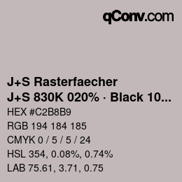 Code couleur: J+S Rasterfaecher - J+S 830K 020% · Black 10% | qconv.com