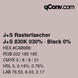 Farbcode: J+S Rasterfaecher - J+S 830K 030% · Black 0% | qconv.com