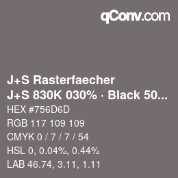 Farbcode: J+S Rasterfaecher - J+S 830K 030% · Black 50% | qconv.com