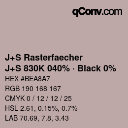Farbcode: J+S Rasterfaecher - J+S 830K 040% · Black 0% | qconv.com