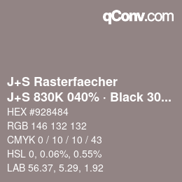 カラーコード: J+S Rasterfaecher - J+S 830K 040% · Black 30% | qconv.com