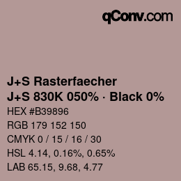 Farbcode: J+S Rasterfaecher - J+S 830K 050% · Black 0% | qconv.com