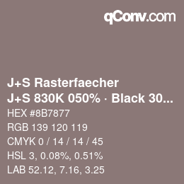 Farbcode: J+S Rasterfaecher - J+S 830K 050% · Black 30% | qconv.com