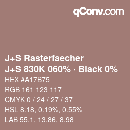 Code couleur: J+S Rasterfaecher - J+S 830K 060% · Black 0% | qconv.com