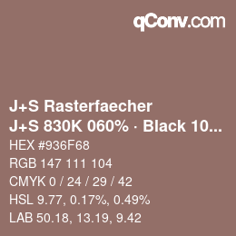 カラーコード: J+S Rasterfaecher - J+S 830K 060% · Black 10% | qconv.com